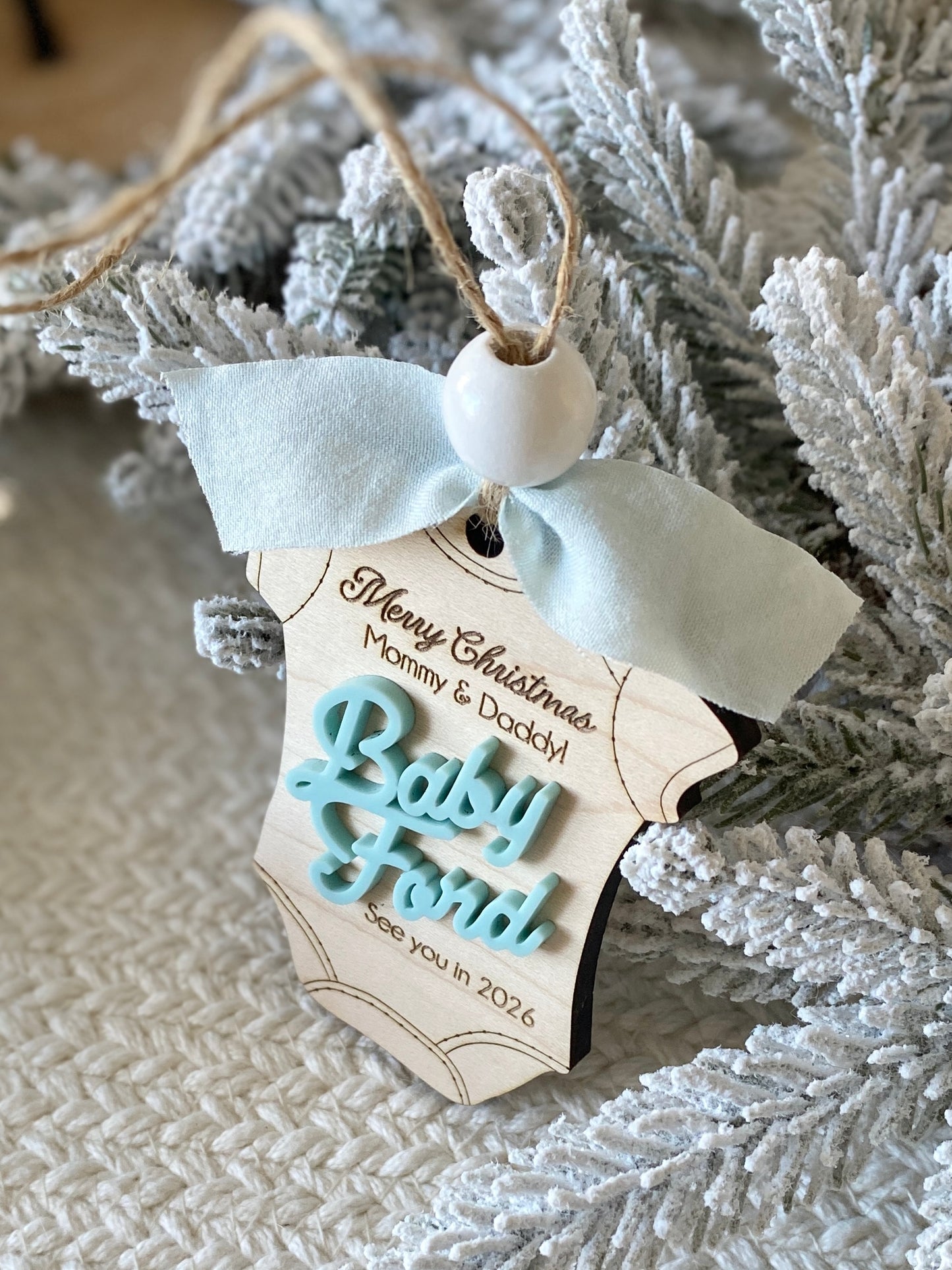 Merry Christmas Mommy & Daddy – Baby Announcement Ornament
