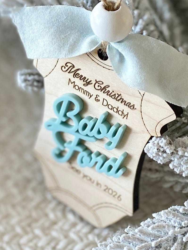 Merry Christmas Mommy & Daddy – Baby Announcement Ornament