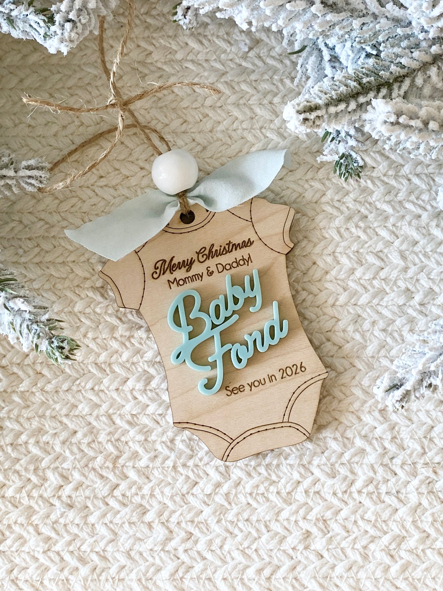 Merry Christmas Mommy & Daddy – Baby Announcement Ornament
