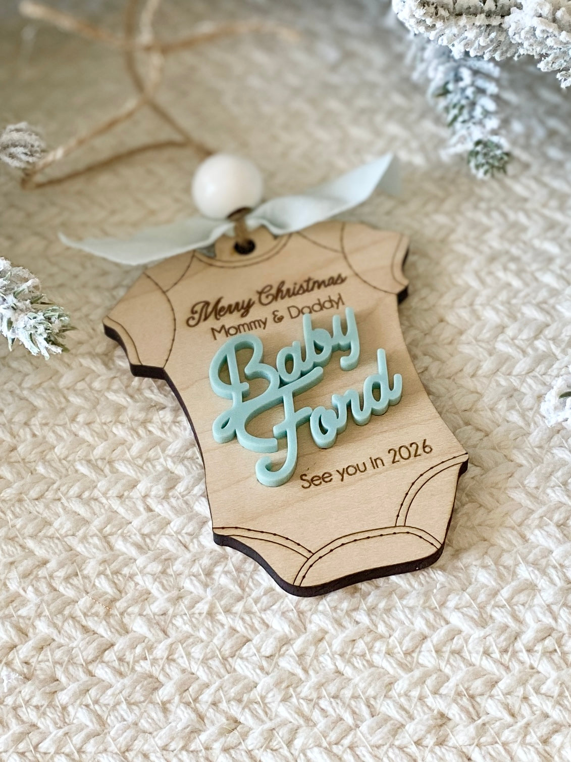Merry Christmas Mommy & Daddy – Baby Announcement Ornament