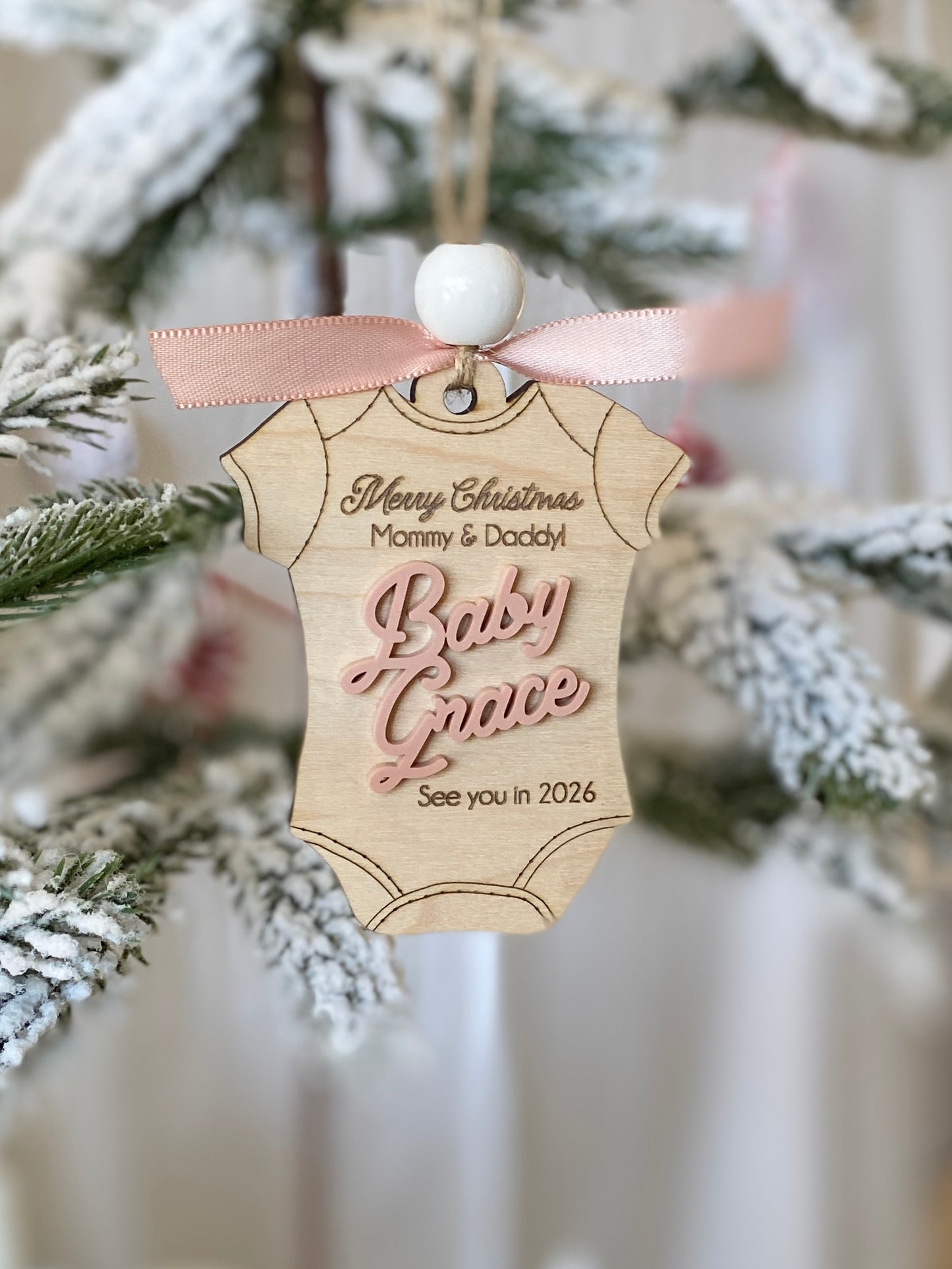 Merry Christmas Mommy & Daddy – Baby Announcement Ornament