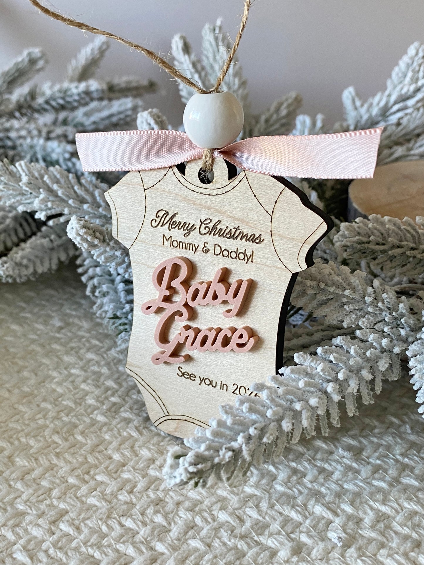 Merry Christmas Mommy & Daddy – Baby Announcement Ornament