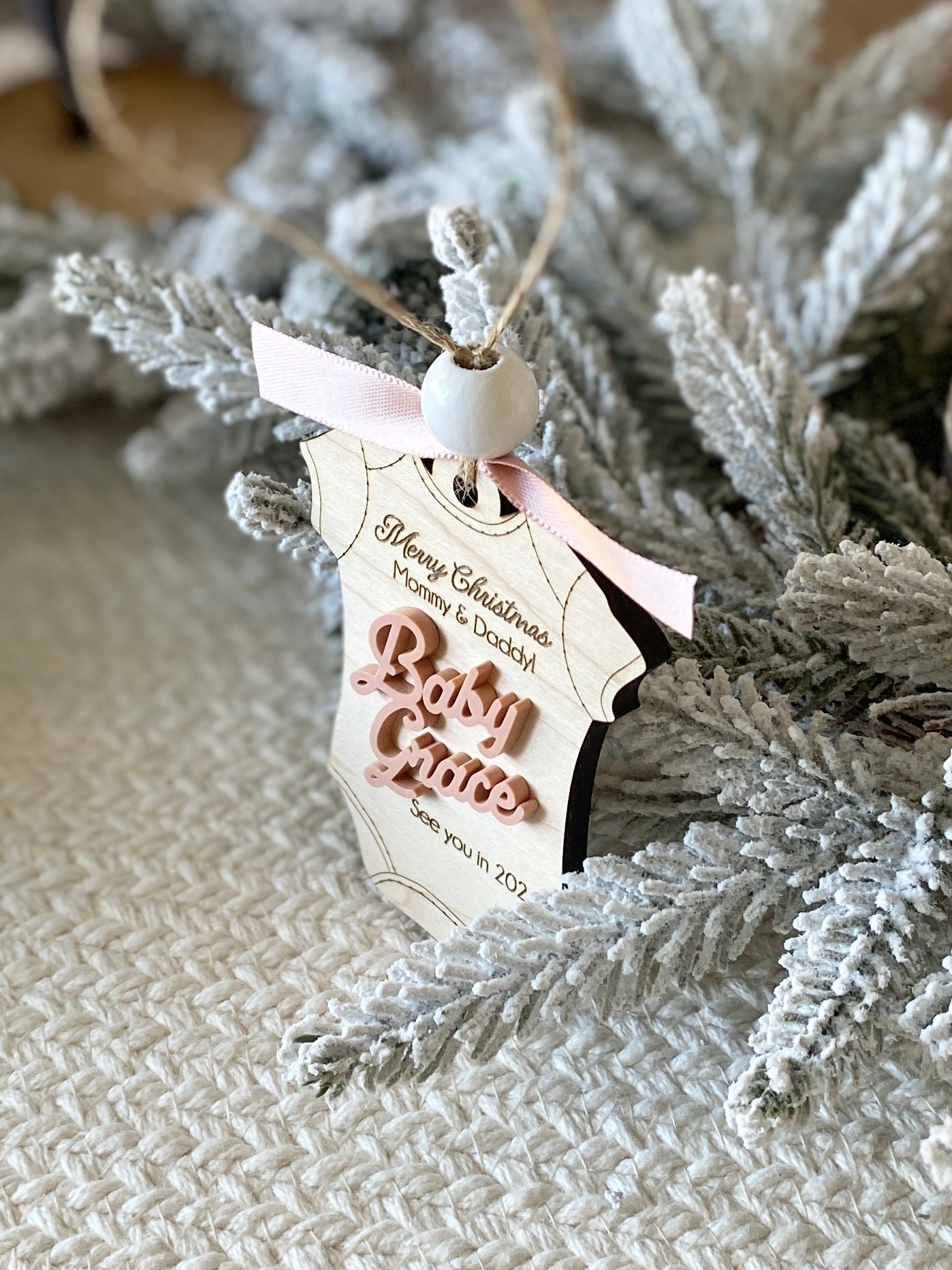 Merry Christmas Mommy & Daddy – Baby Announcement Ornament
