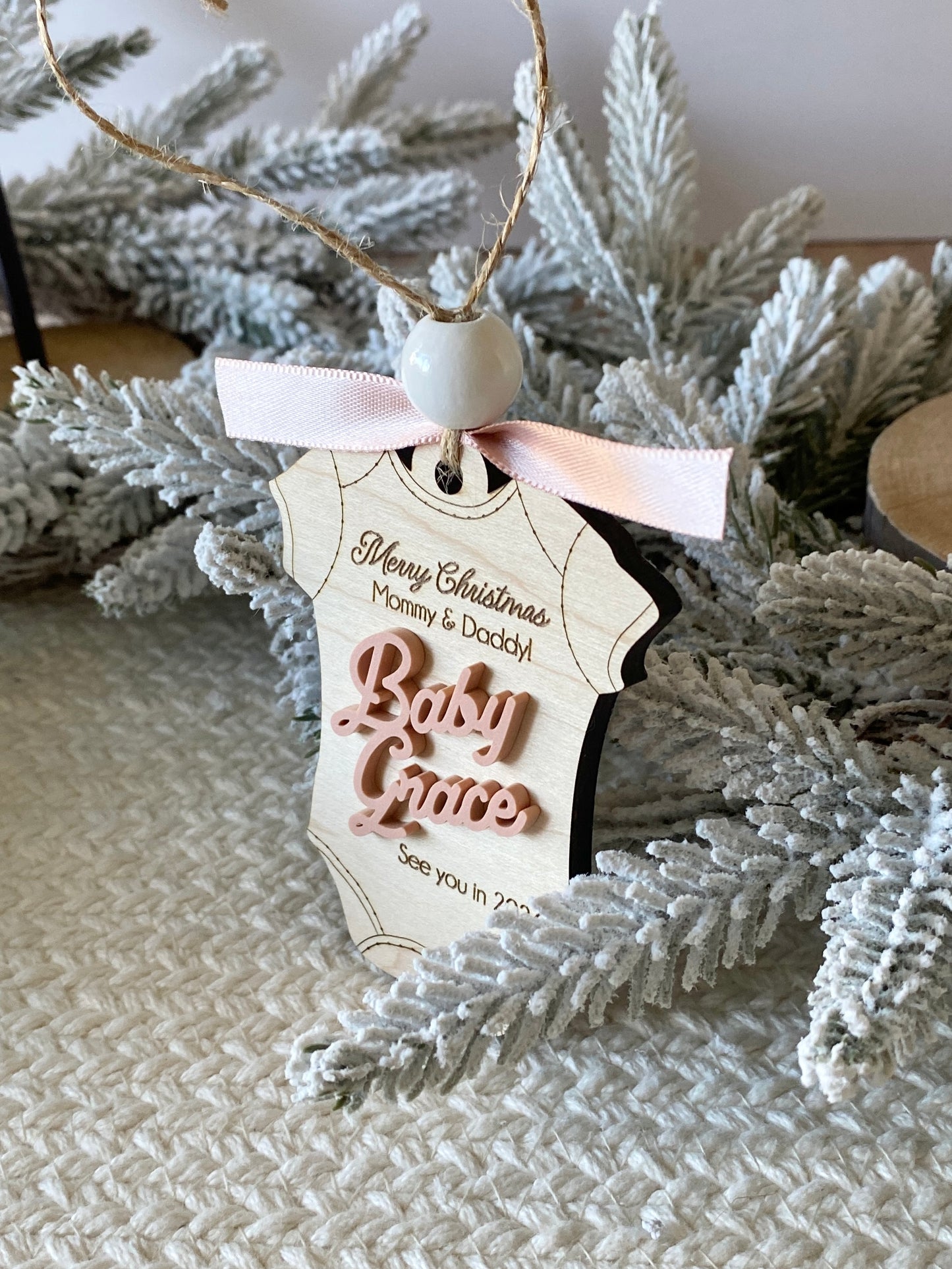 Merry Christmas Mommy & Daddy – Baby Announcement Ornament