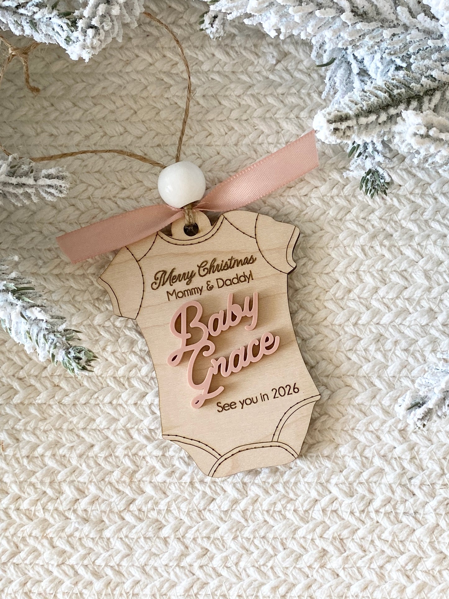 Merry Christmas Mommy & Daddy – Baby Announcement Ornament
