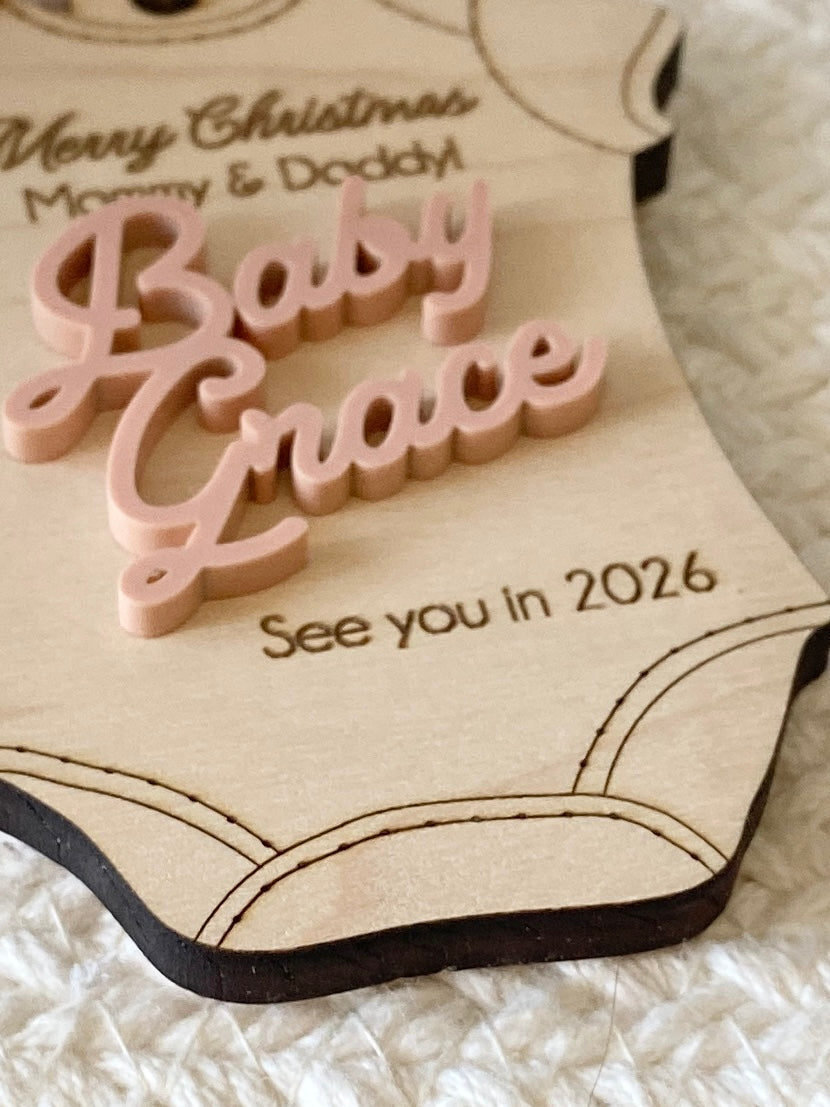Merry Christmas Mommy & Daddy – Baby Announcement Ornament