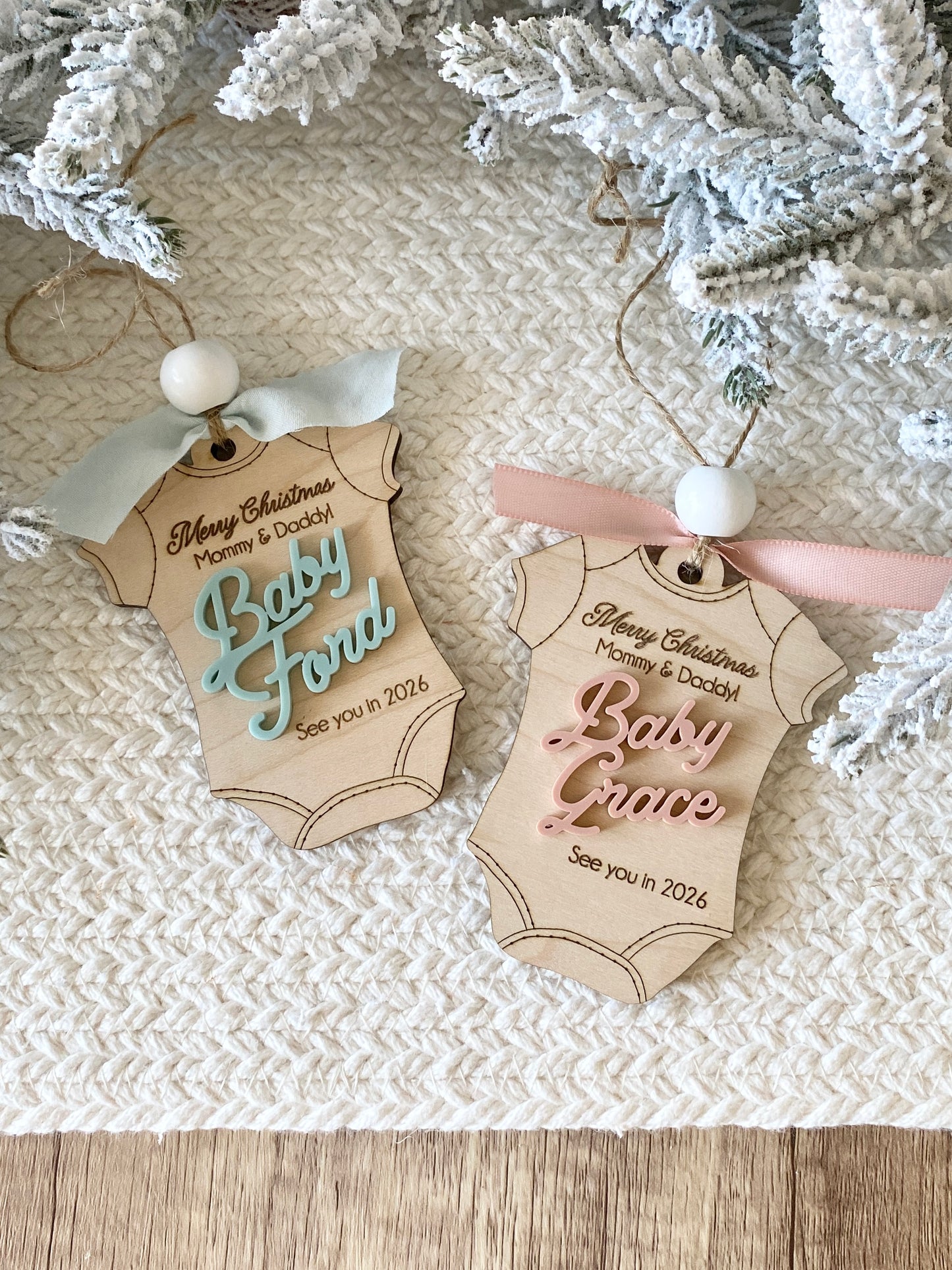 Merry Christmas Mommy & Daddy – Baby Announcement Ornament