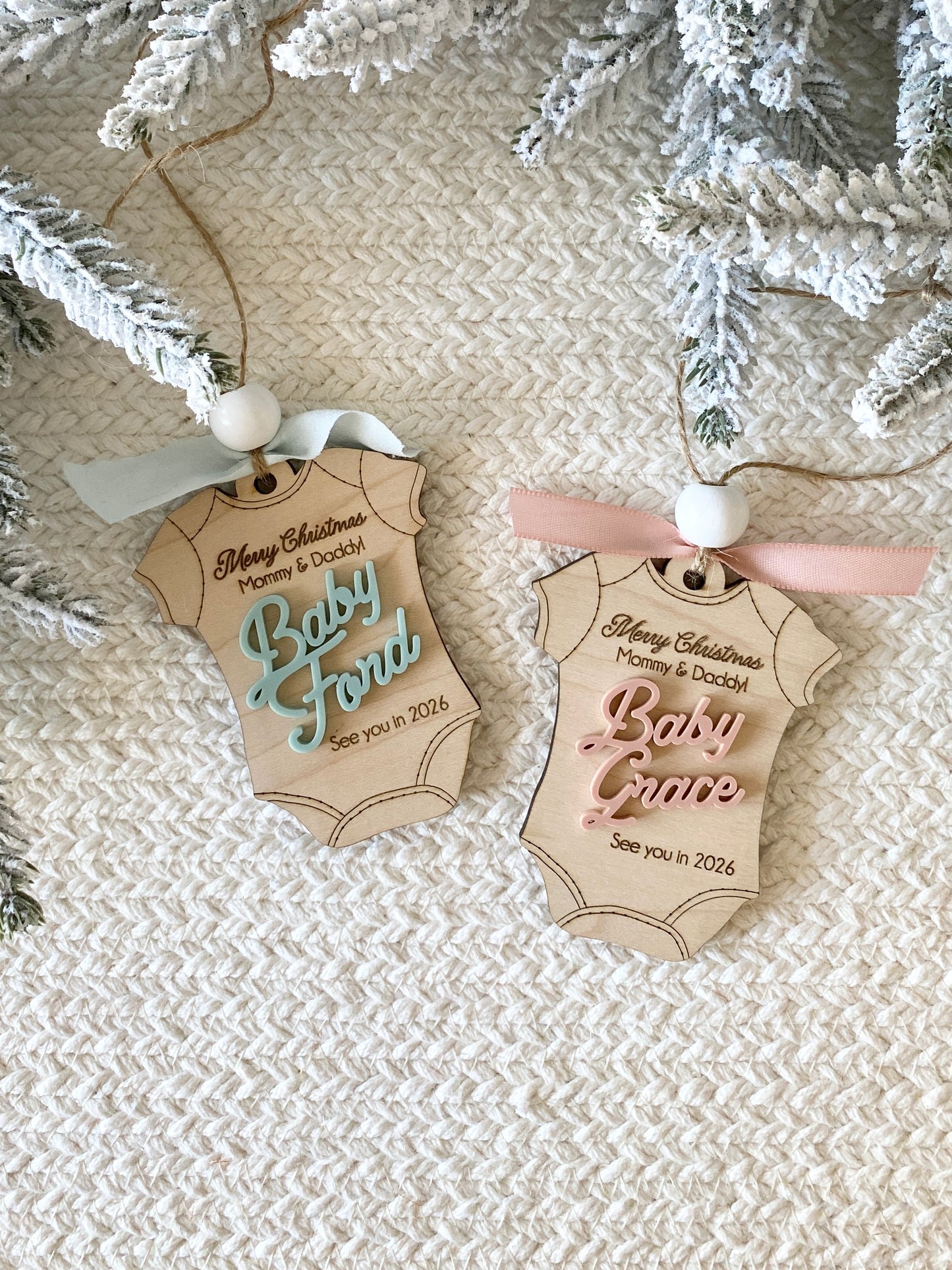 Merry Christmas Mommy & Daddy – Baby Announcement Ornament