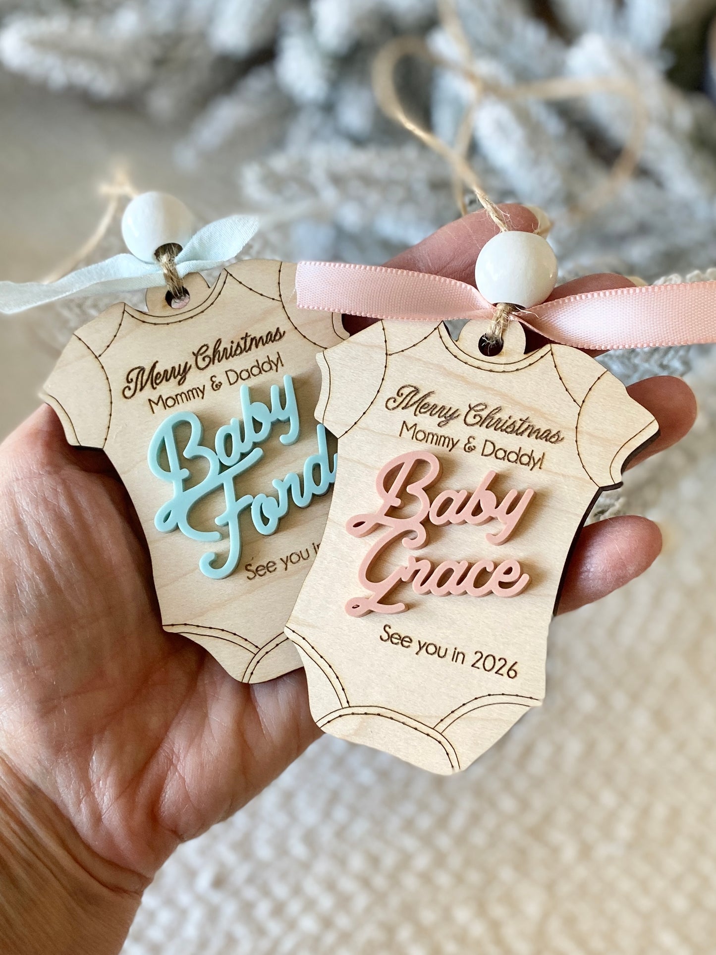 Merry Christmas Mommy & Daddy – Baby Announcement Ornament