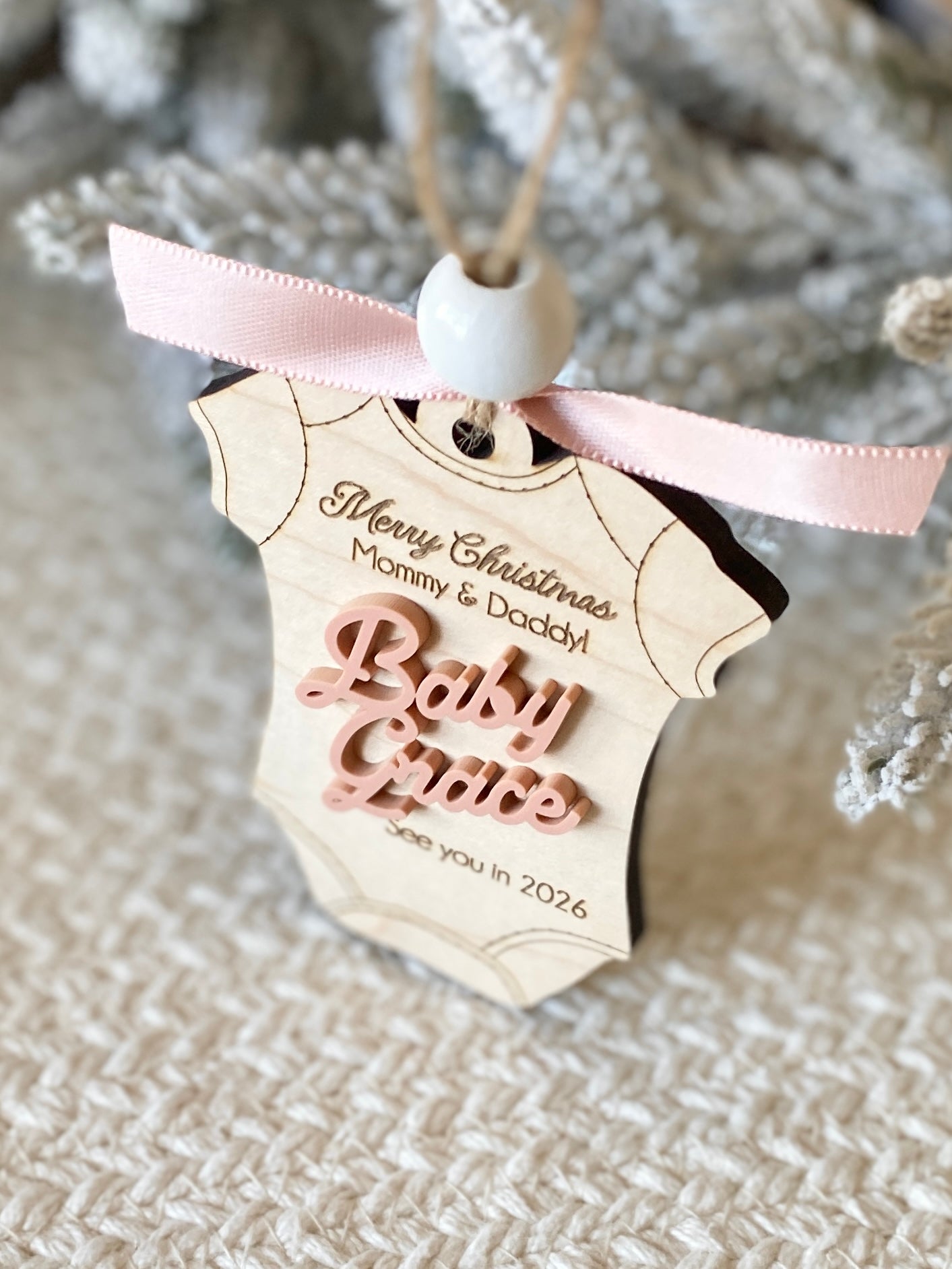 Merry Christmas Mommy & Daddy – Baby Announcement Ornament
