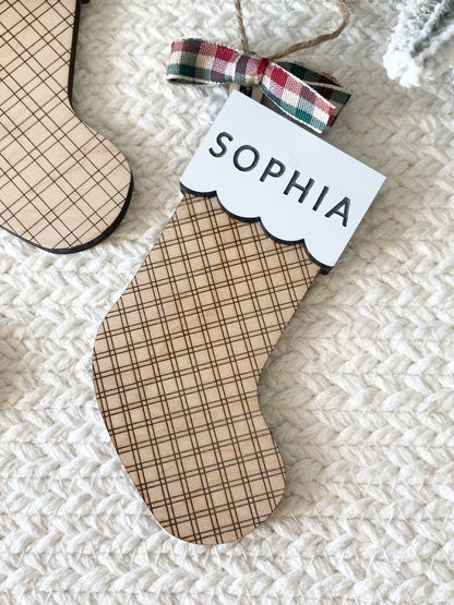 Classic Plaid Stocking Ornament + Tag