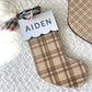 Classic Plaid Stocking Ornament + Tag