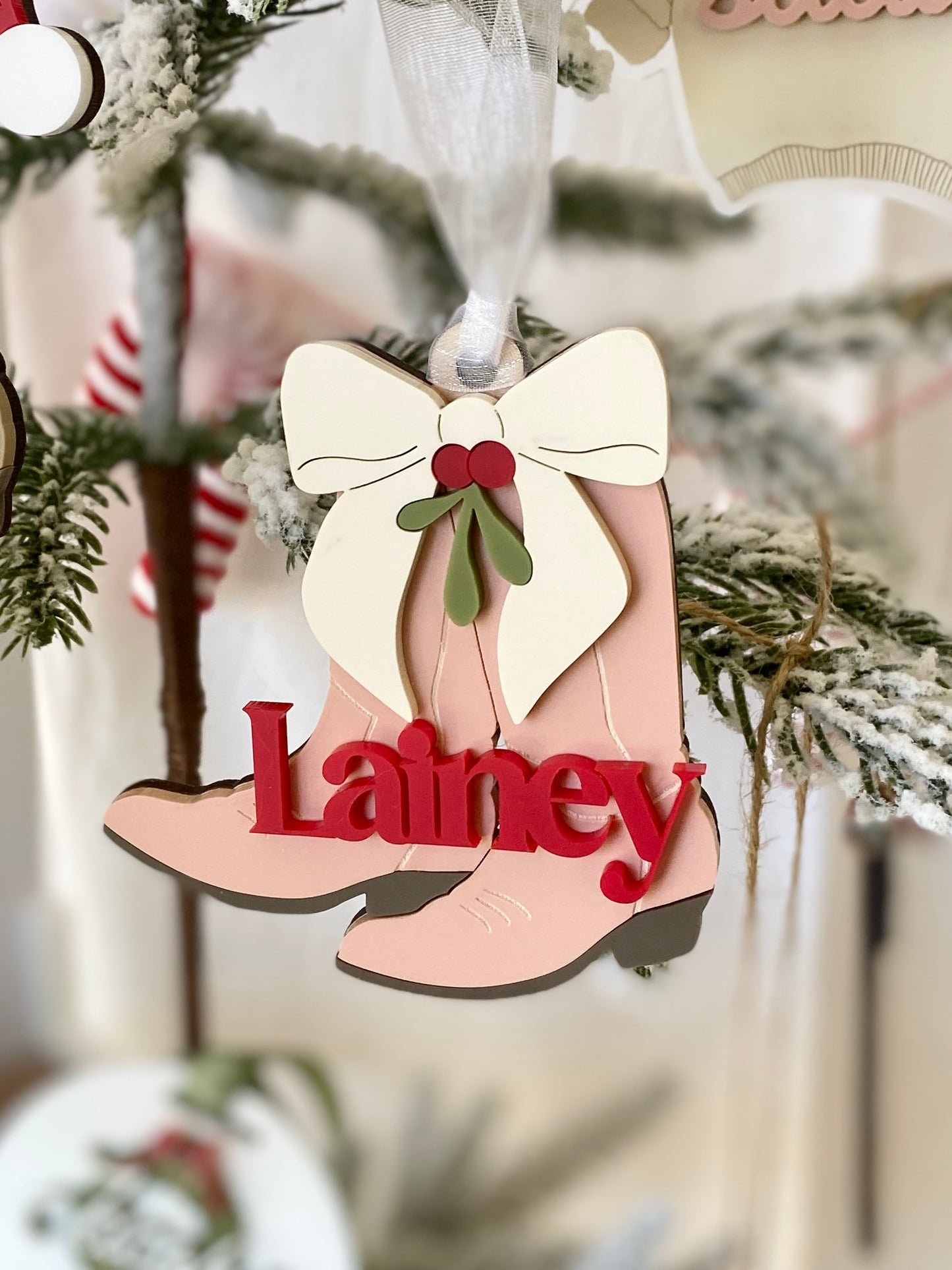 Cowboy Christmas Boots Personalized Ornament