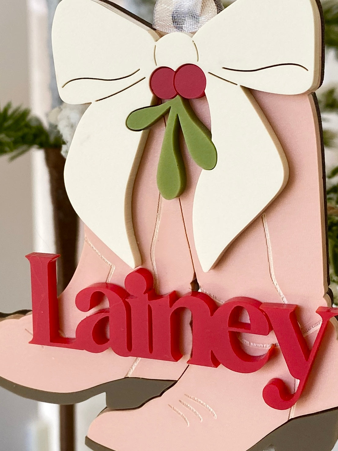 Cowboy Christmas Boots Personalized Ornament