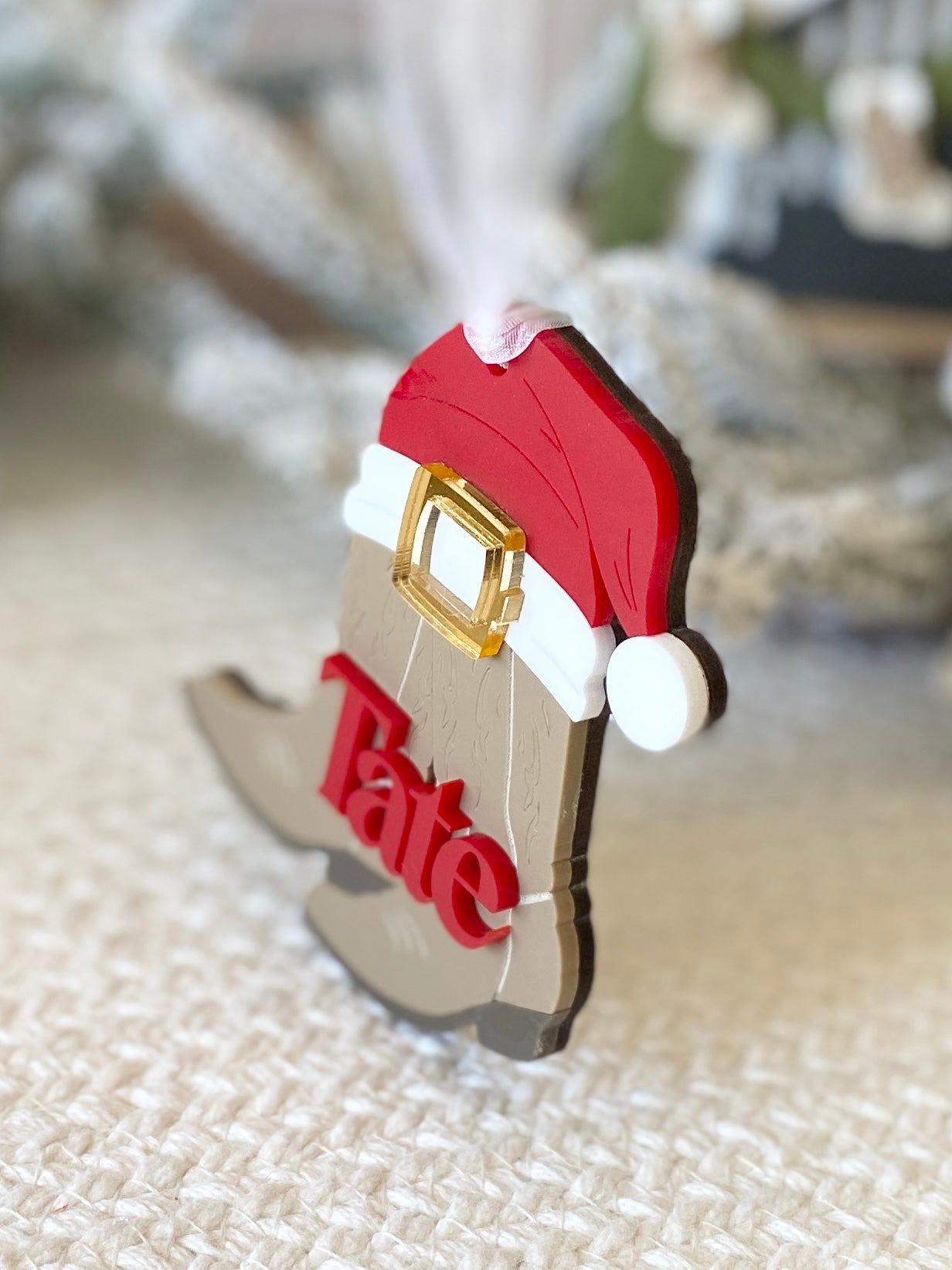 Cowboy Christmas Boots Personalized Ornament