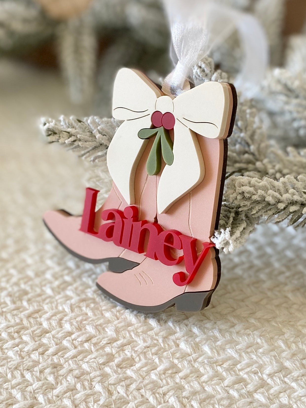 Cowboy Christmas Boots Personalized Ornament