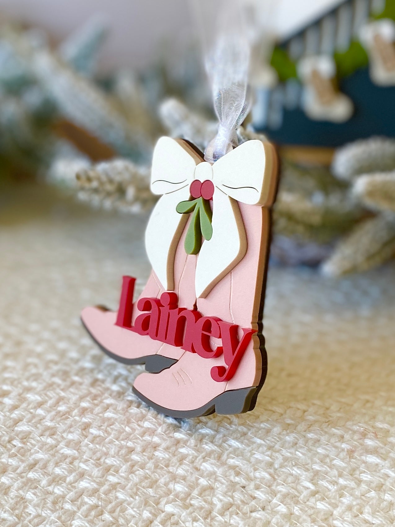 Cowboy Christmas Boots Personalized Ornament