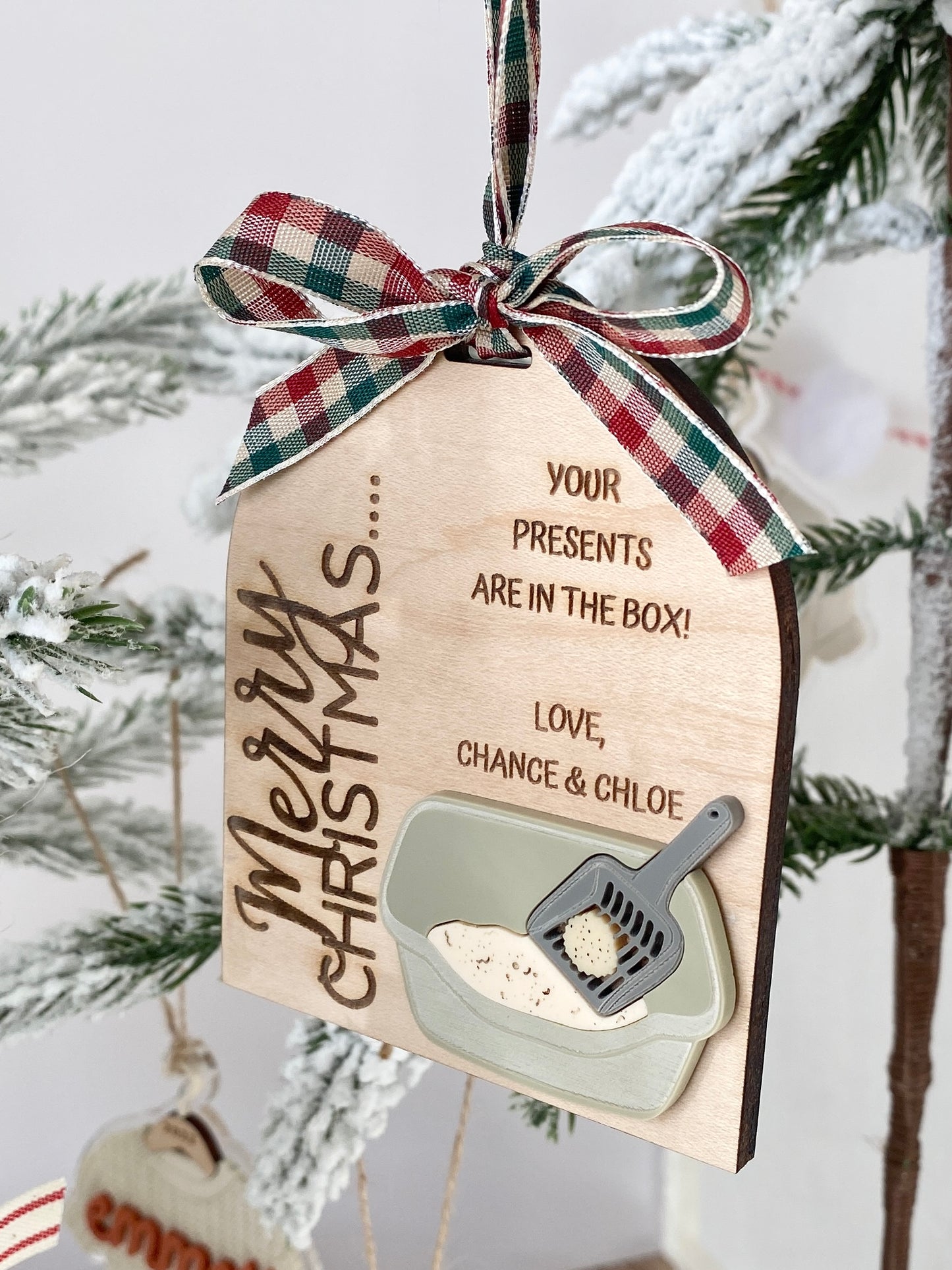 “Your Presents Are in the Box” – Funny Cat Christmas Ornament