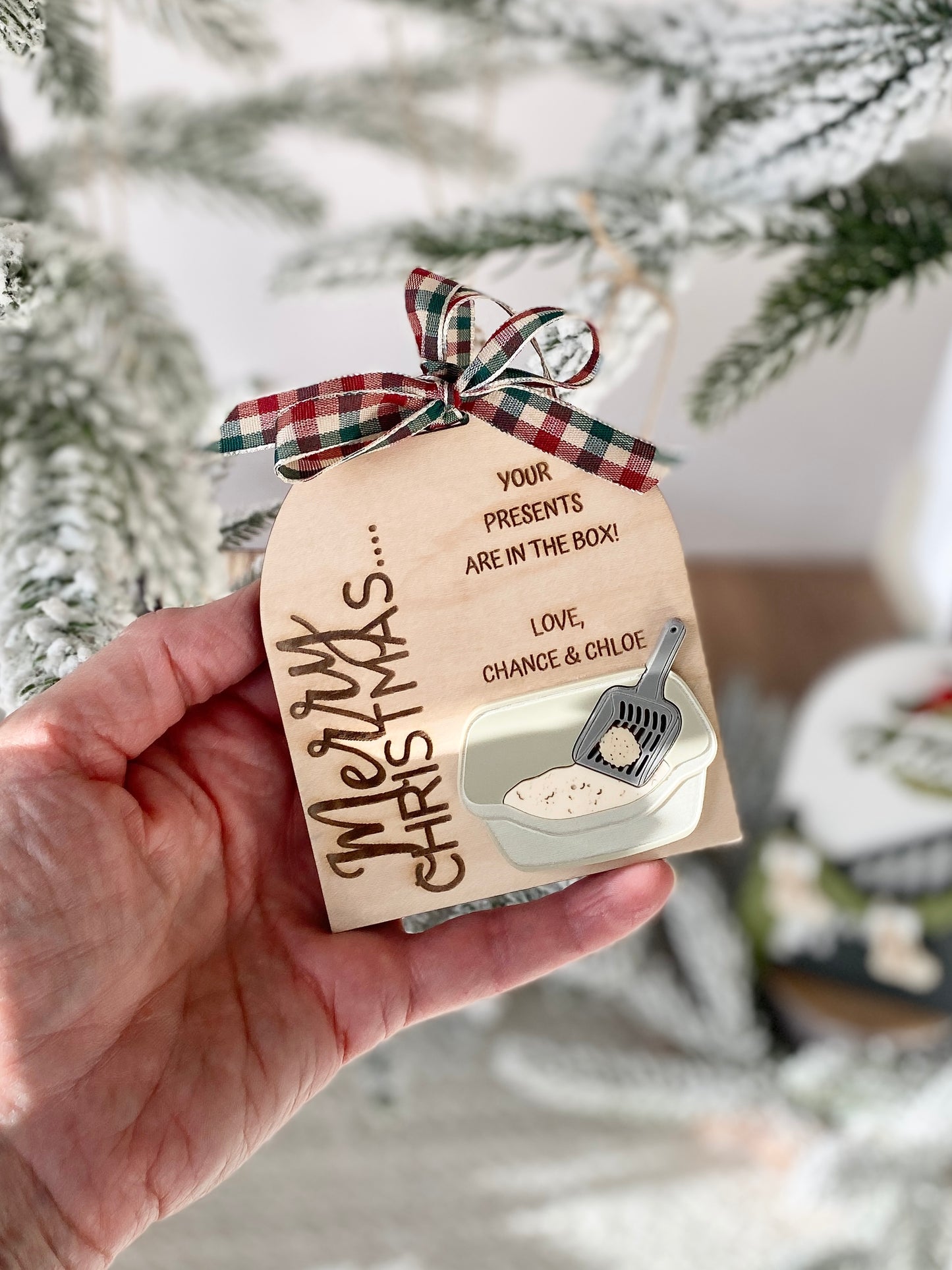 “Your Presents Are in the Box” – Funny Cat Christmas Ornament