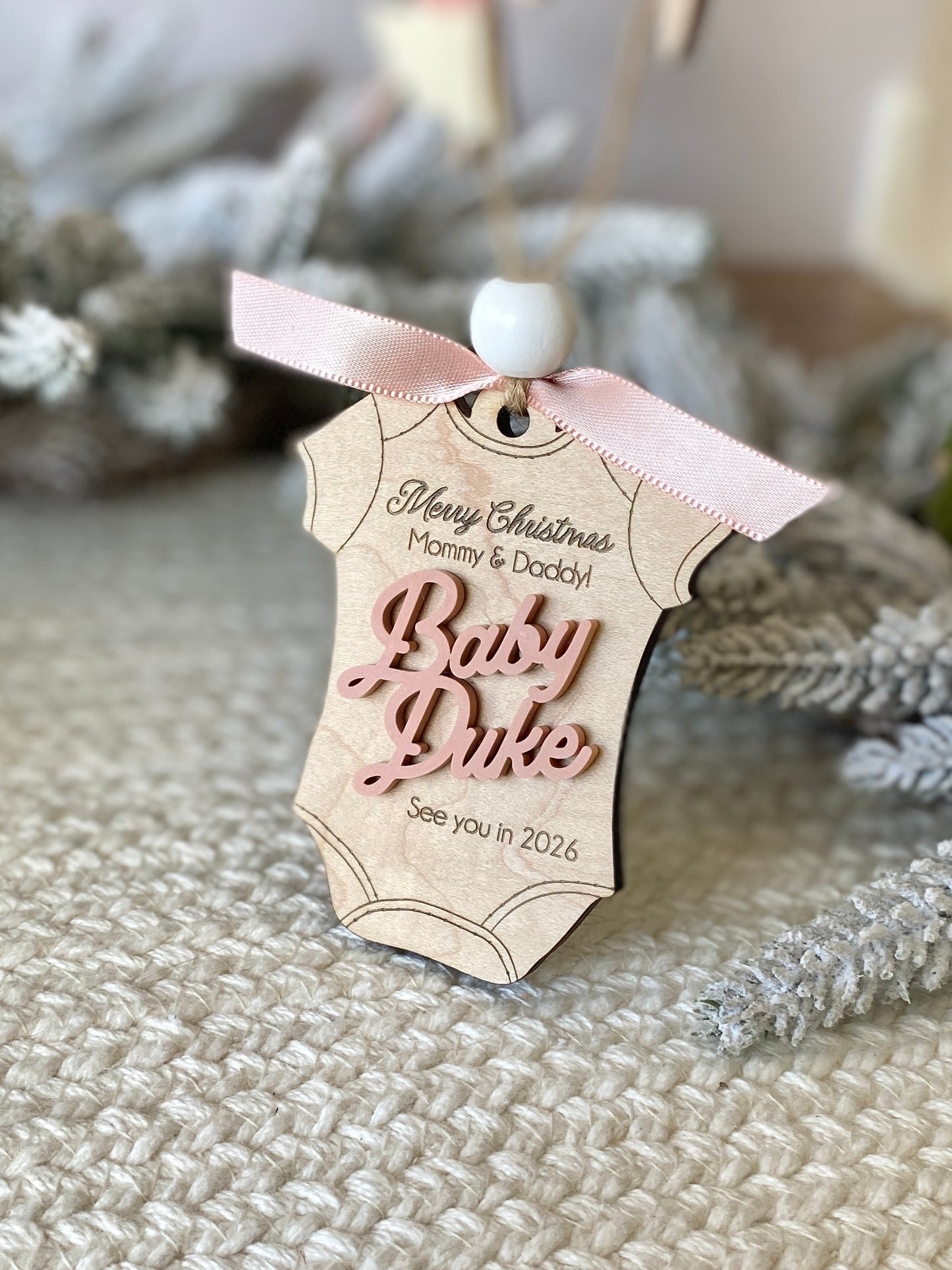 Merry Christmas Mommy & Daddy – Baby Announcement Ornament