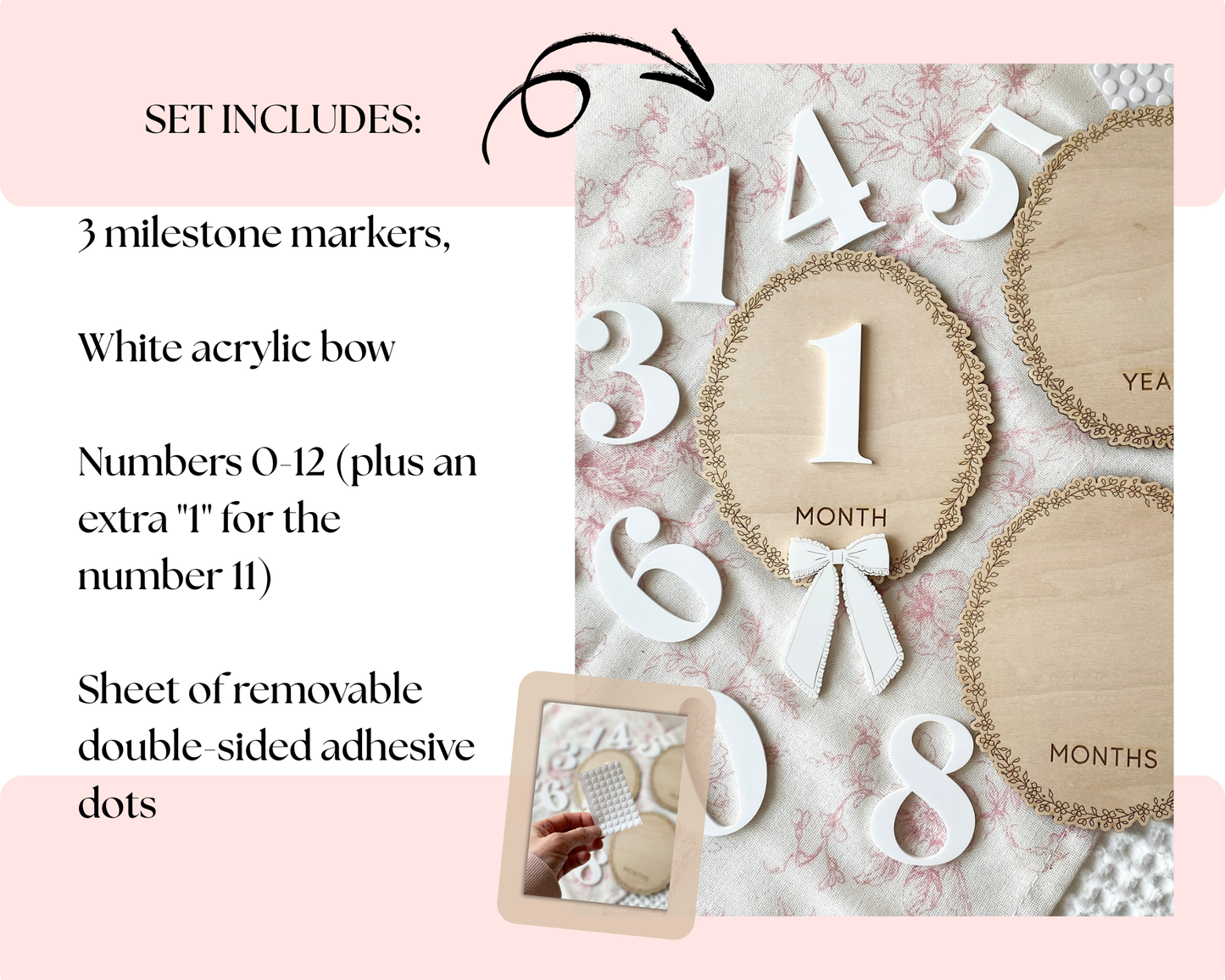 Baby Monthly Milestone Photo Markers | 1–12 Months + First Year