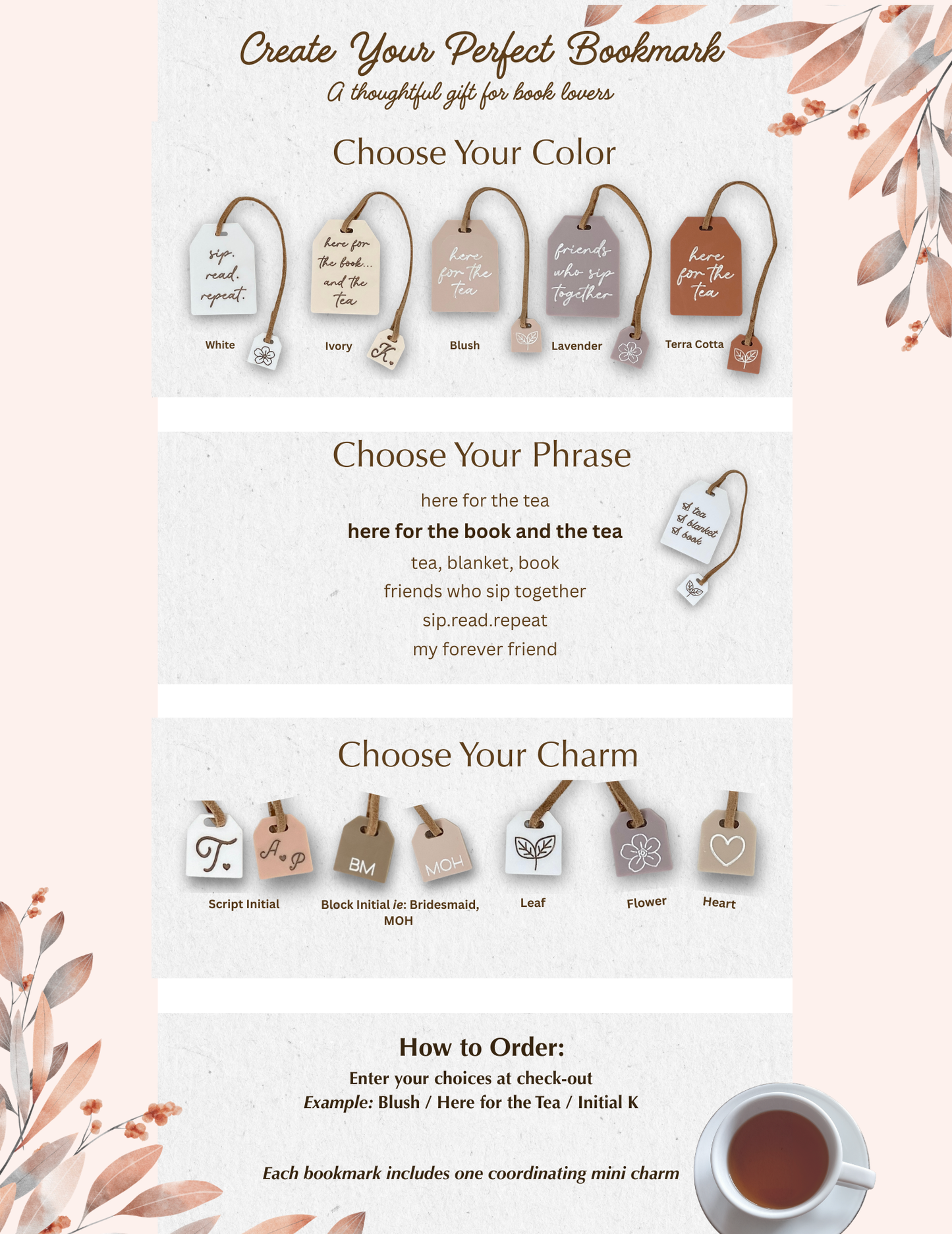 Book Club Tea Tag Bookmark + Mini-Charm