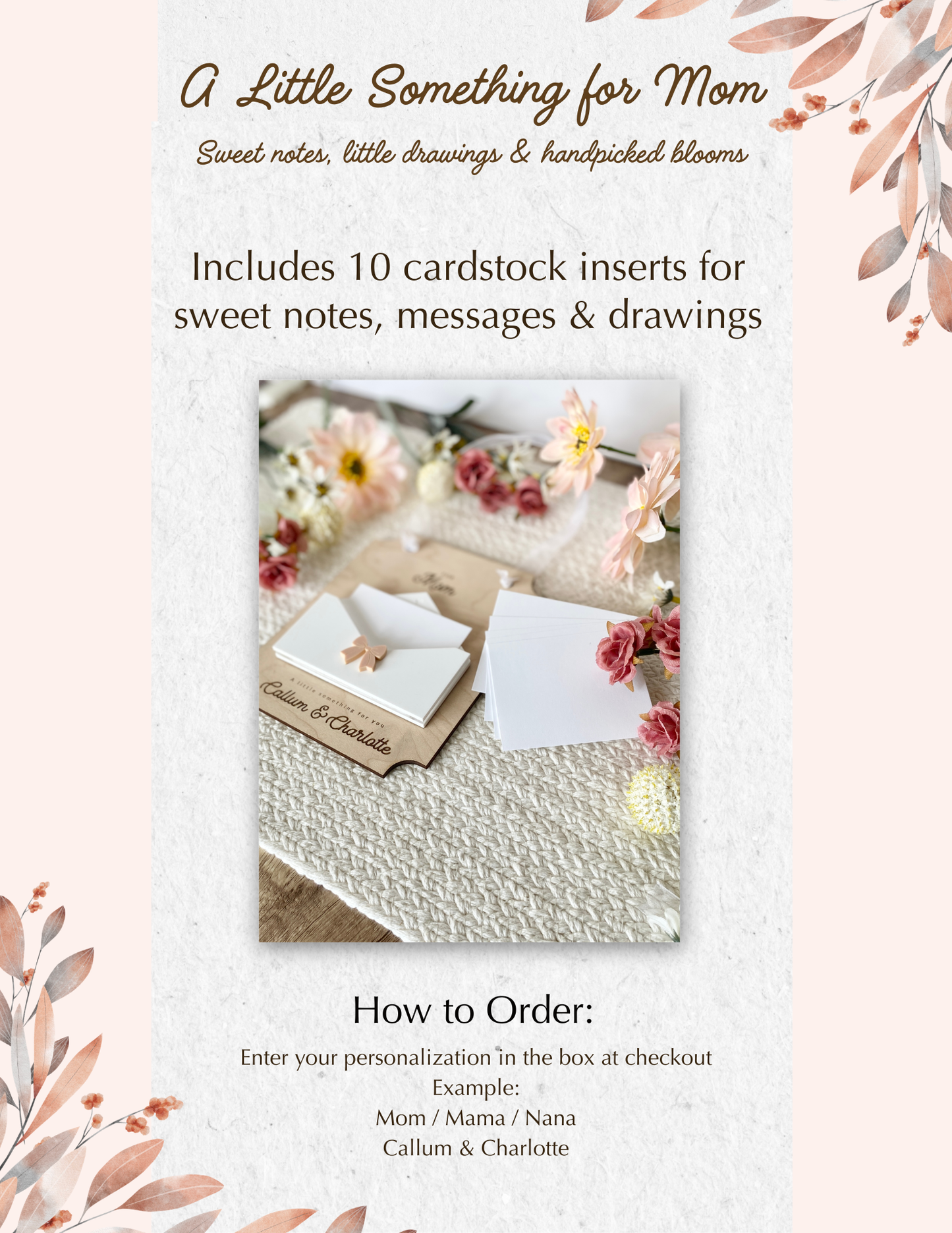 Personalized Flower & Note Holder for Mom or Grandma | Kids Keepsake Gift