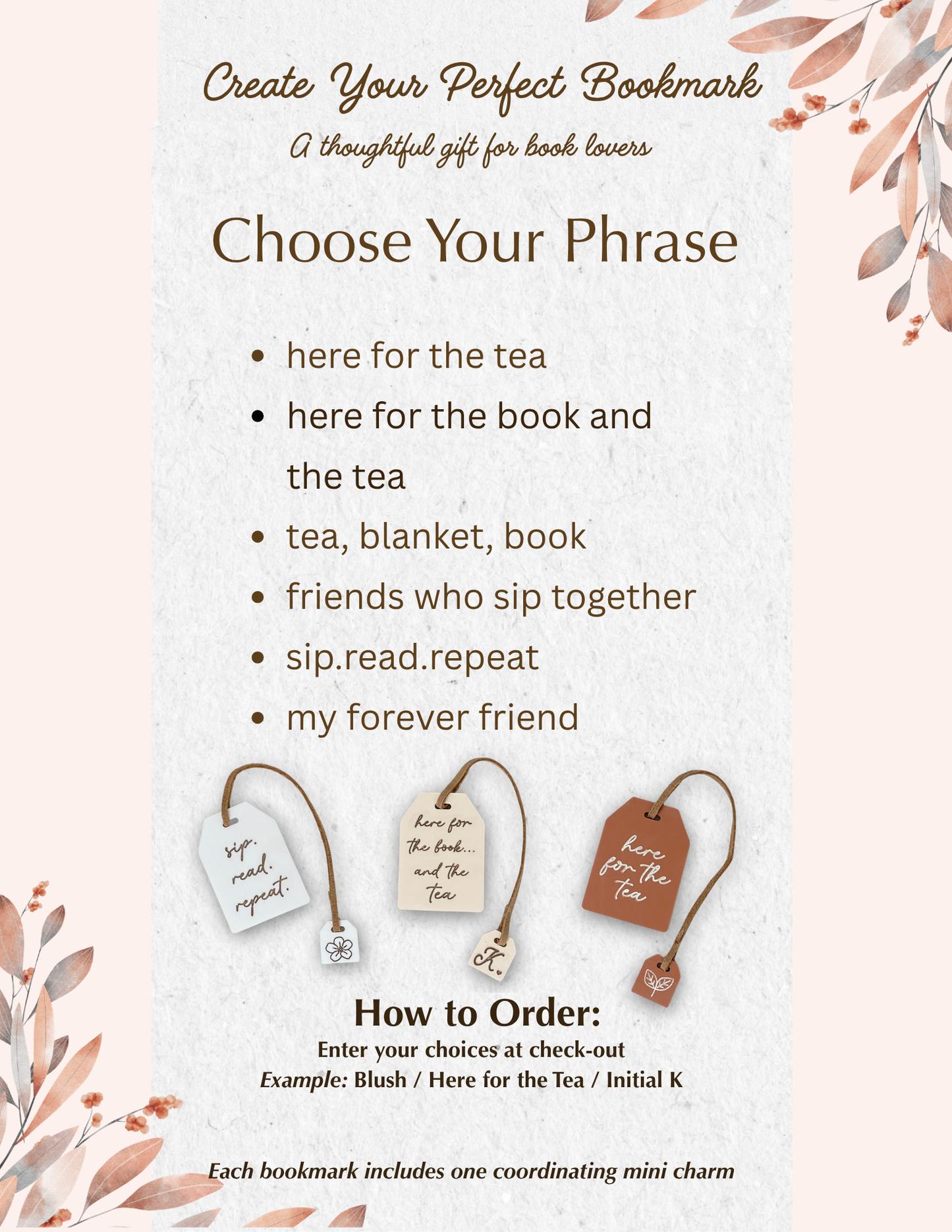 Book Club Tea Tag Bookmark + Mini-Charm
