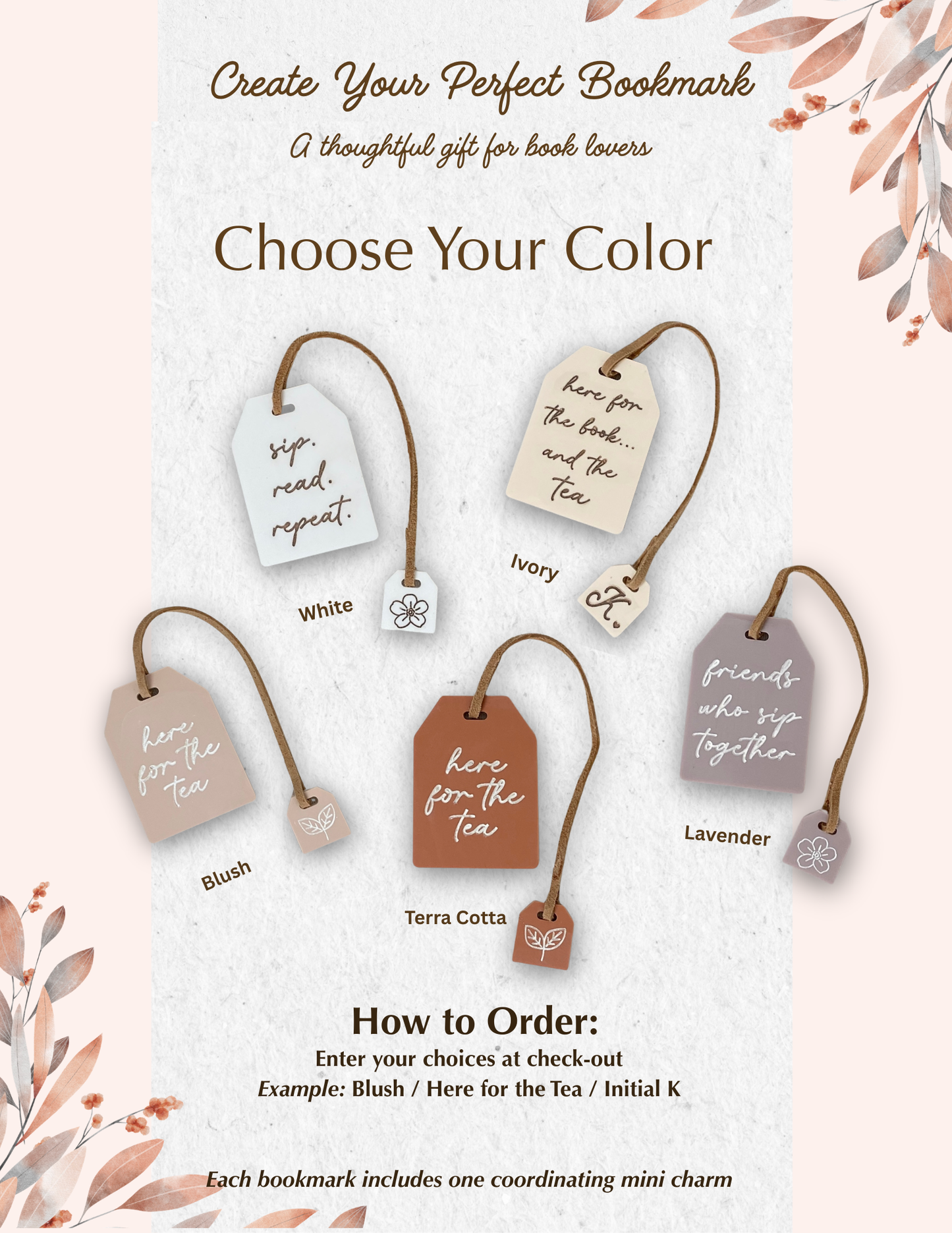 Book Club Tea Tag Bookmark + Mini-Charm