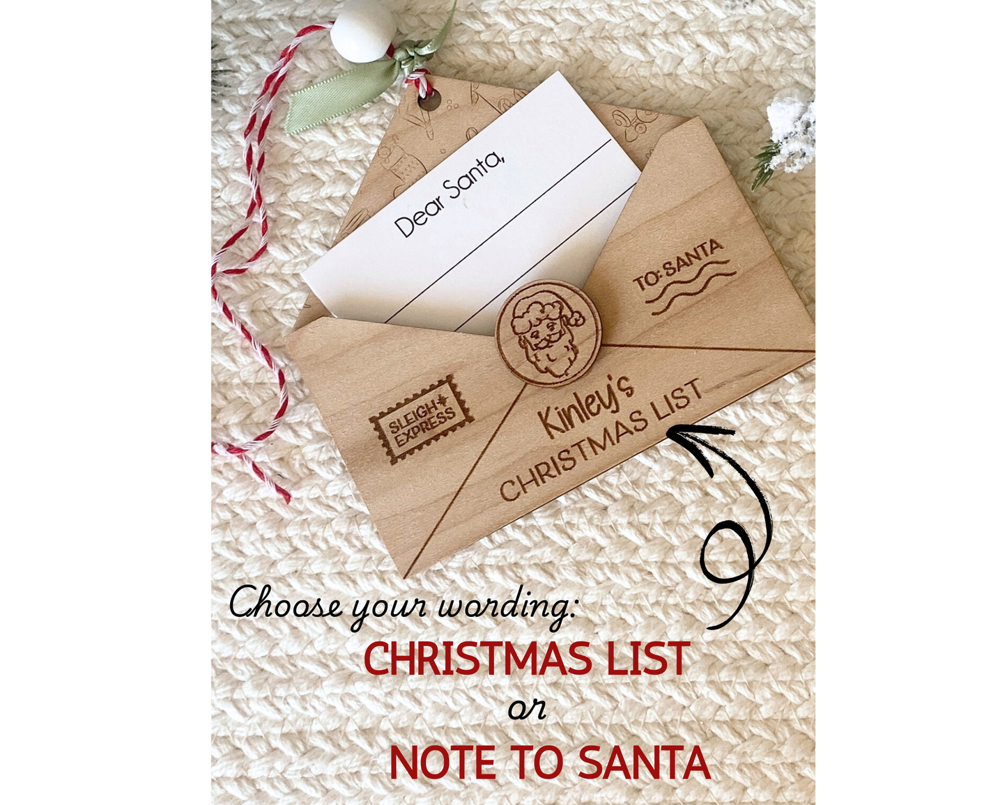 Notes for Santa Ornament ~ Christmas List or Thank You Note Keepsake