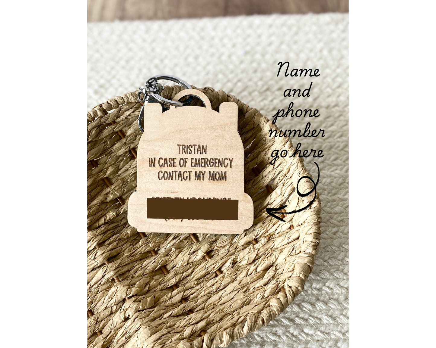 Backpack Buddy Tag – Personalized Emergency Contact Keychain