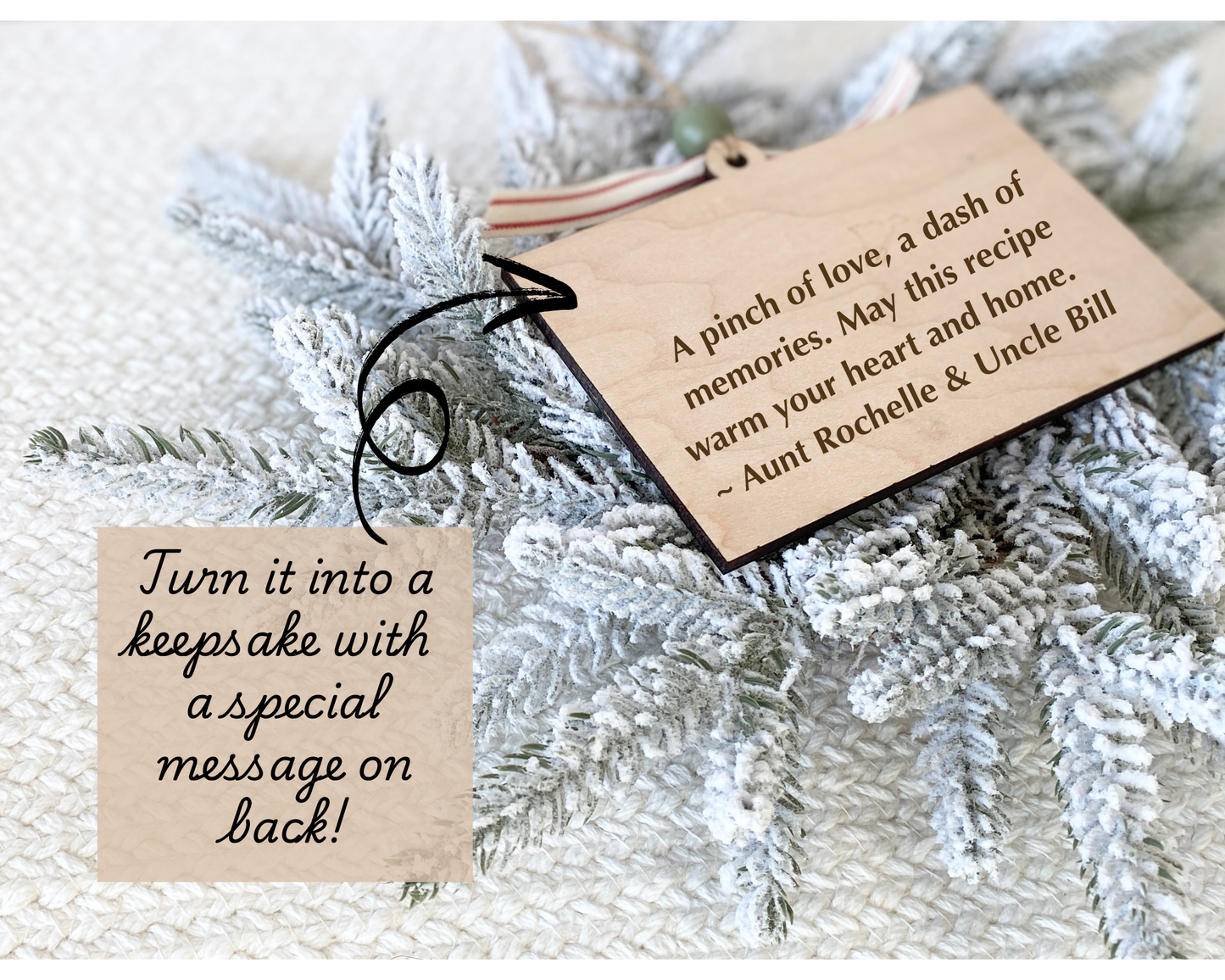 Family Recipe Keepsake Ornament – Personalized Wooden Recipe Card