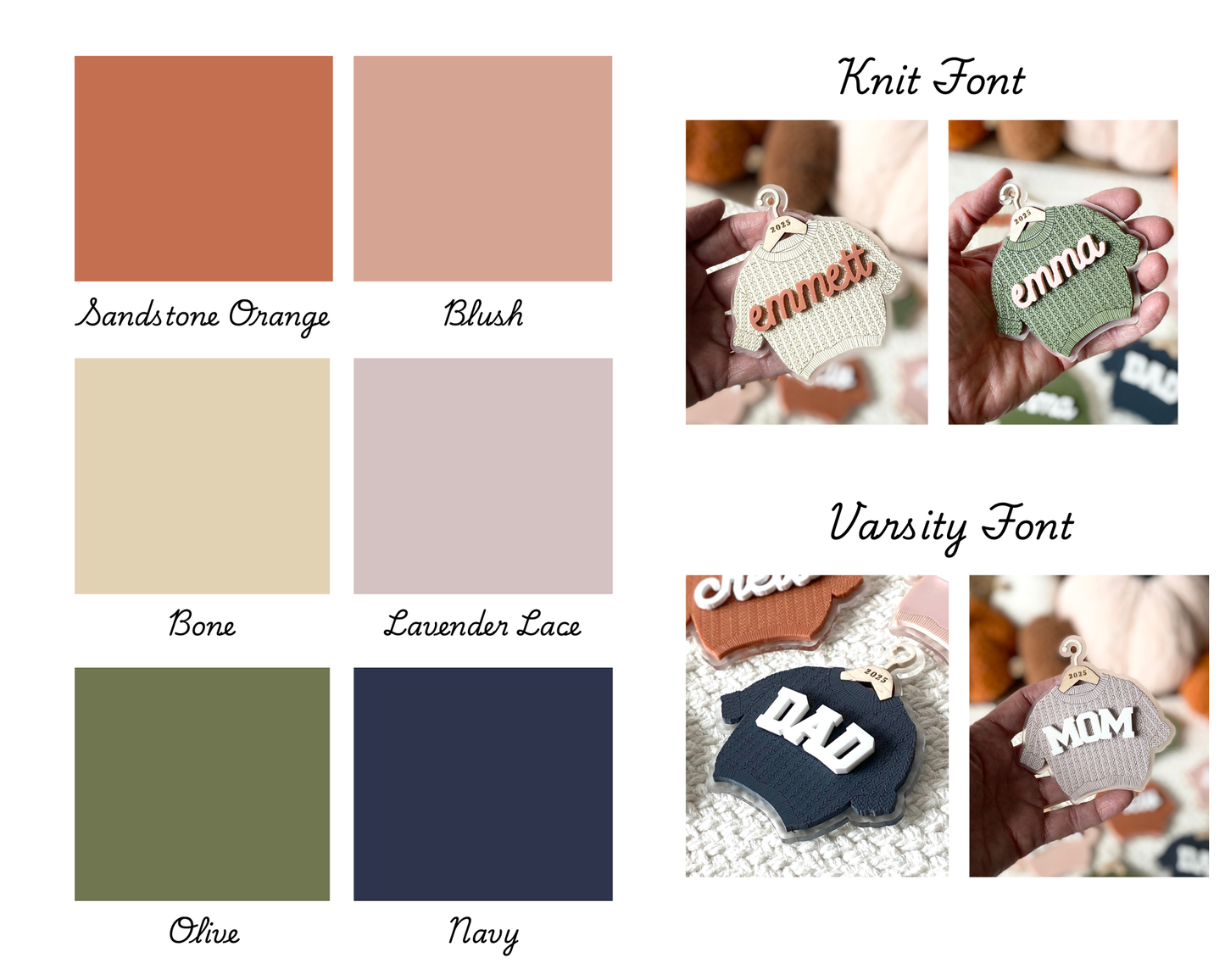 Cozy Threads – Personalized Sweater Ornament/Tag