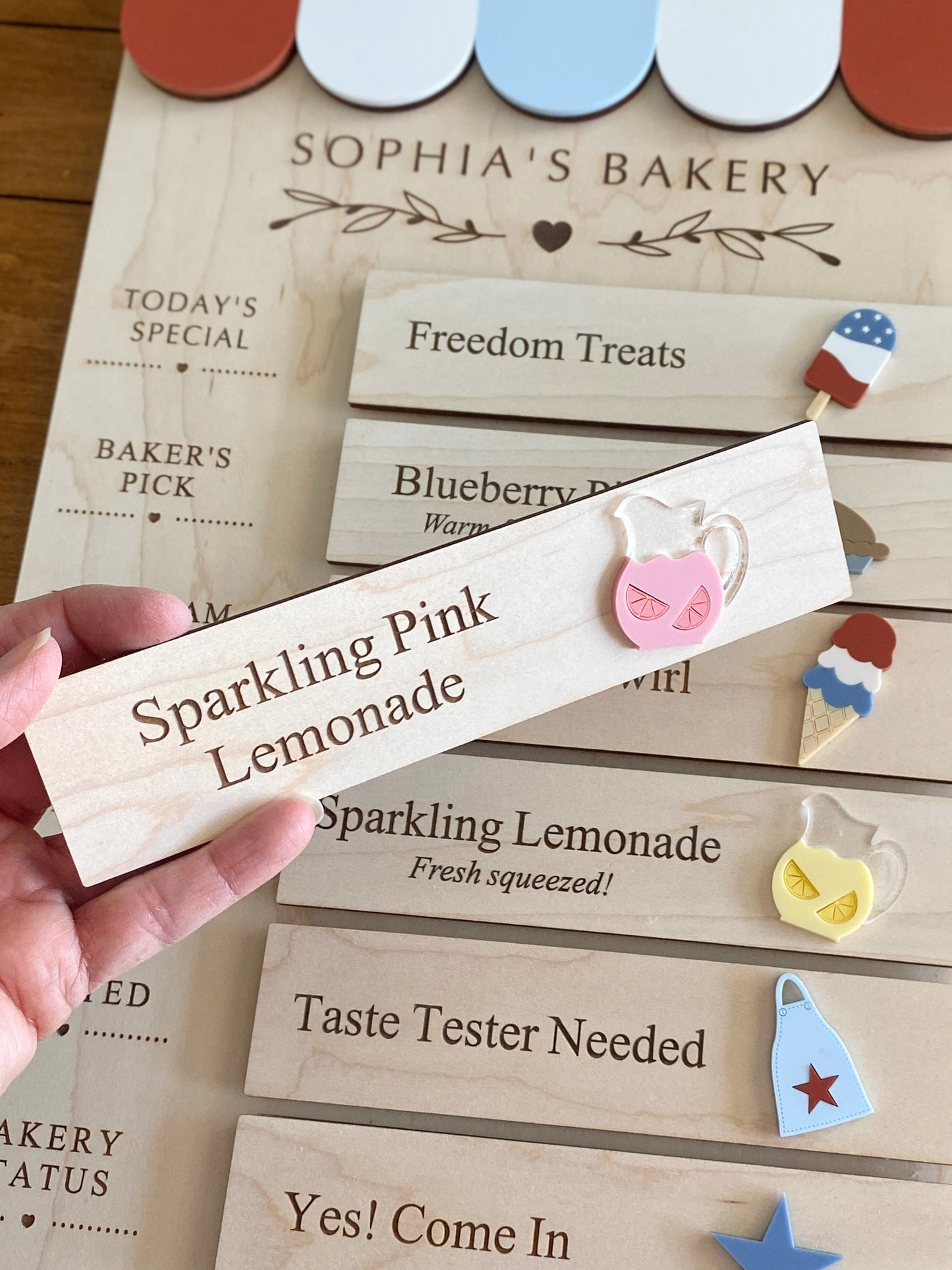 Interchangeable Bakery Play Menu Board - Starter Set| Pretend Play Bakery | Play Kitchen Decor | Personalized Playroom Sign | Montessori Inspired