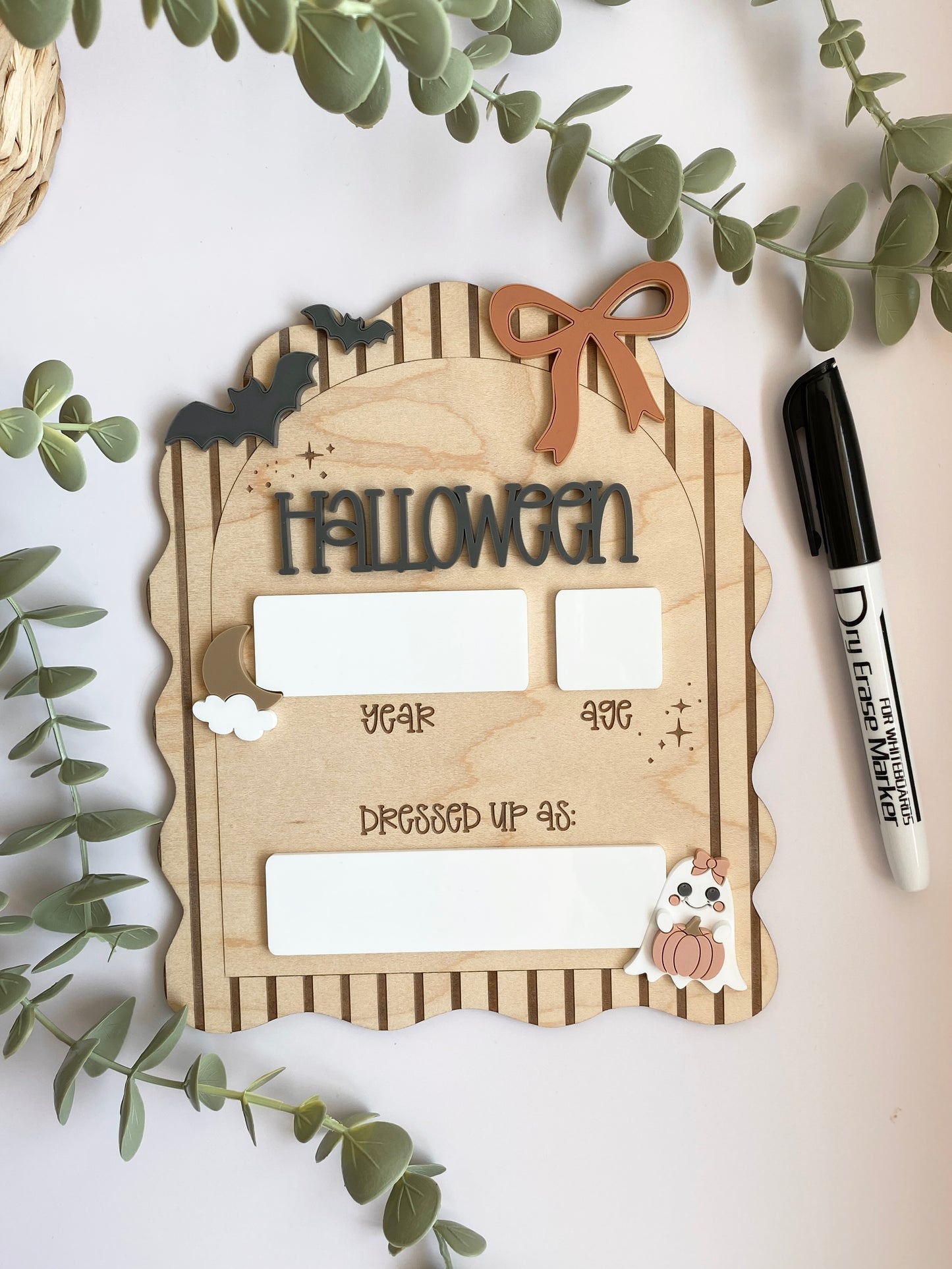 Personalized Halloween Costume Board | Kids Photo Prop | Dry Erase Halloween Sign | Yearly Keepsake | First Halloween
