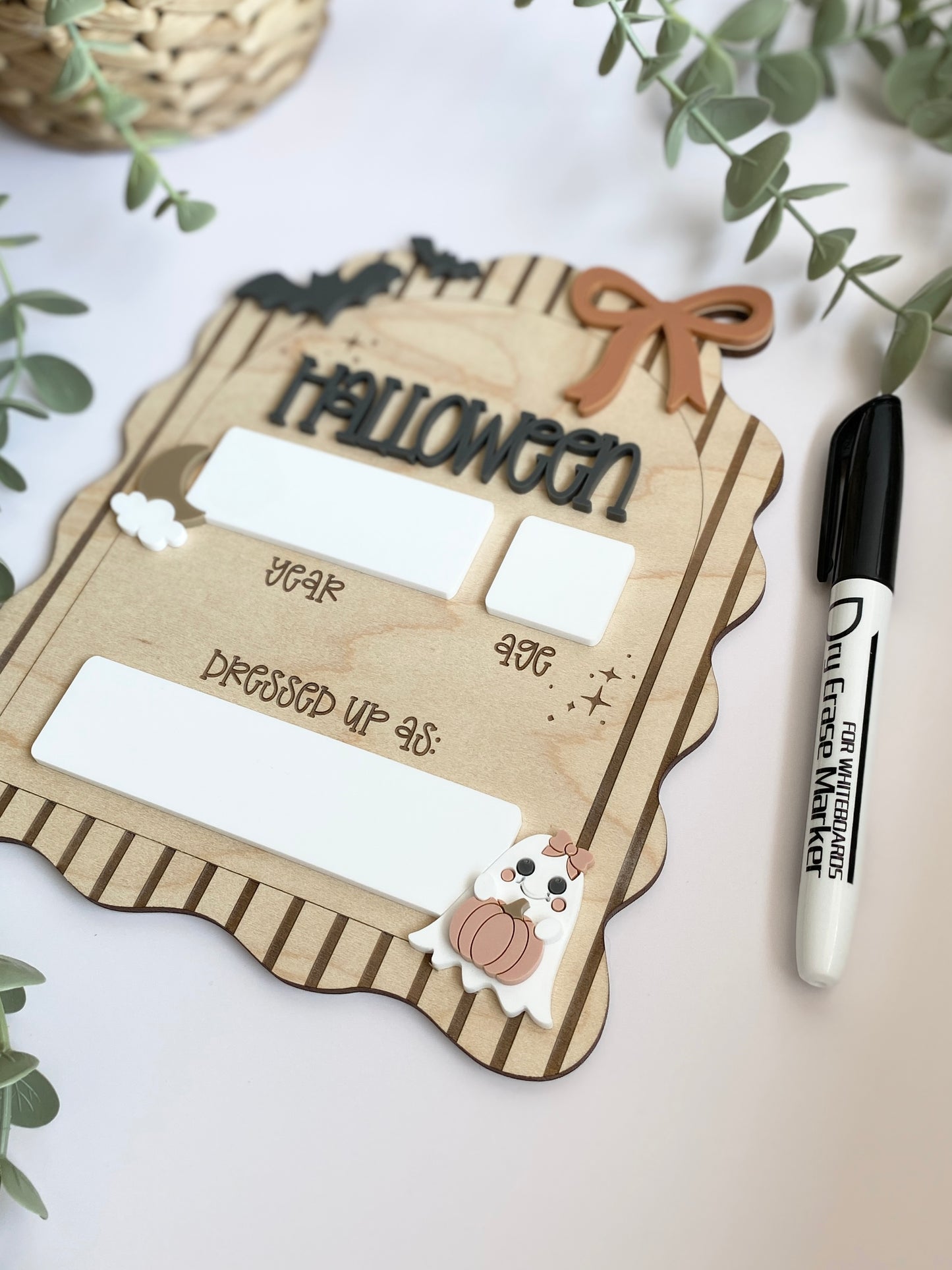 Personalized Halloween Costume Board | Kids Photo Prop | Dry Erase Halloween Sign | Yearly Keepsake | First Halloween