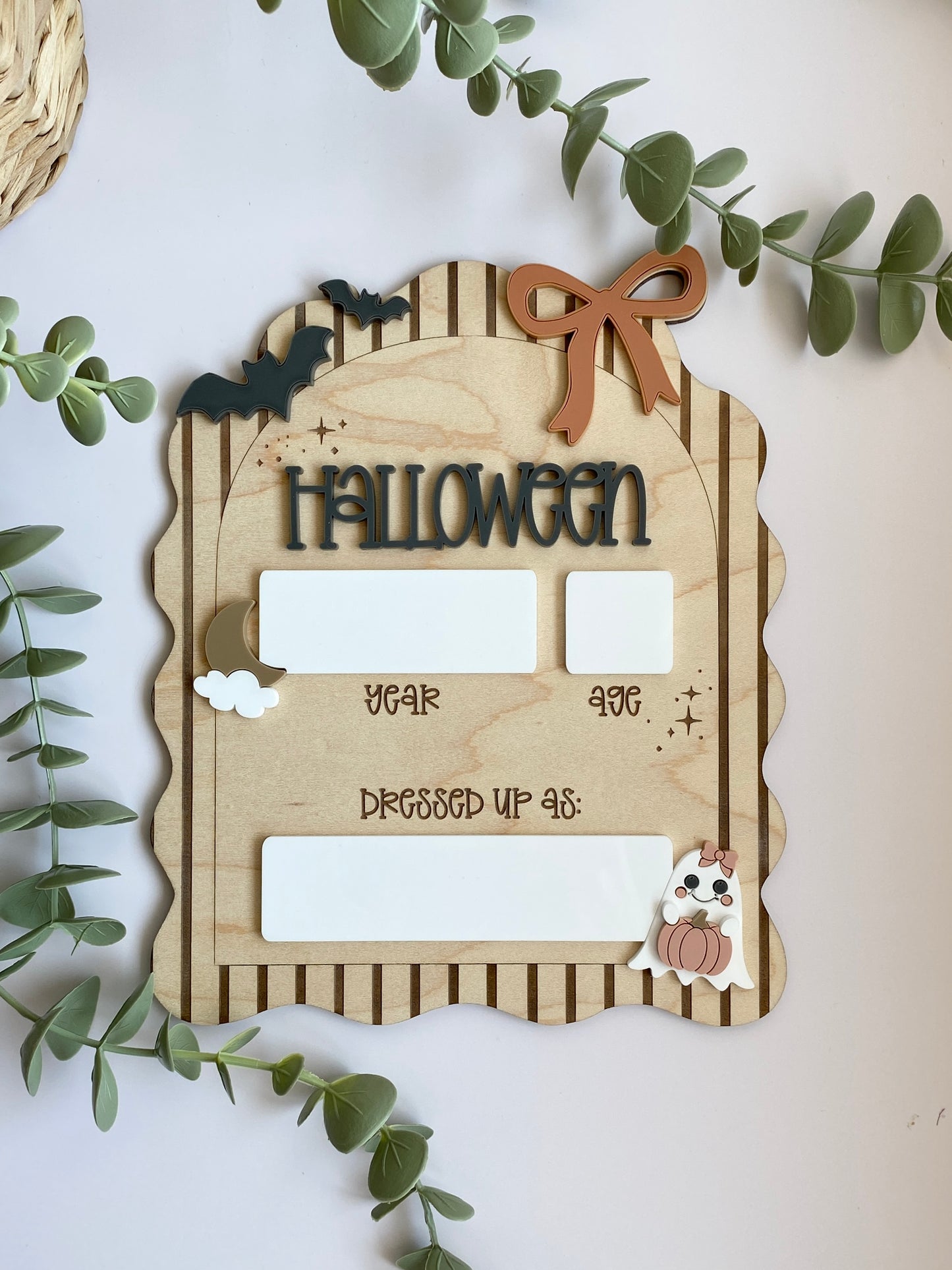 Personalized Halloween Costume Board | Kids Photo Prop | Dry Erase Halloween Sign | Yearly Keepsake | First Halloween