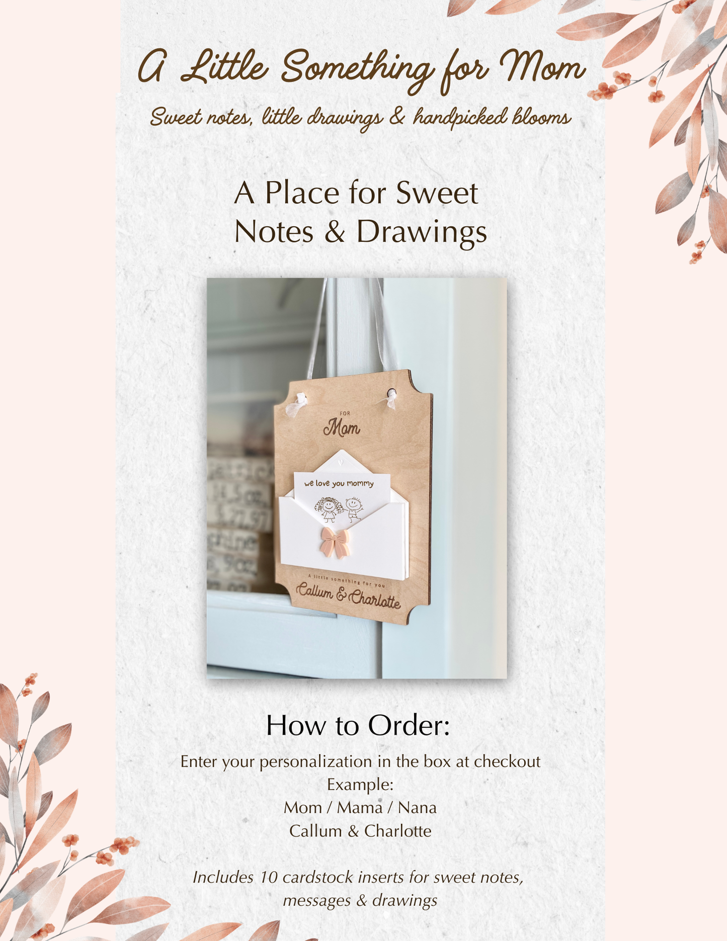 Personalized Flower & Note Holder for Mom or Grandma | Kids Keepsake Gift