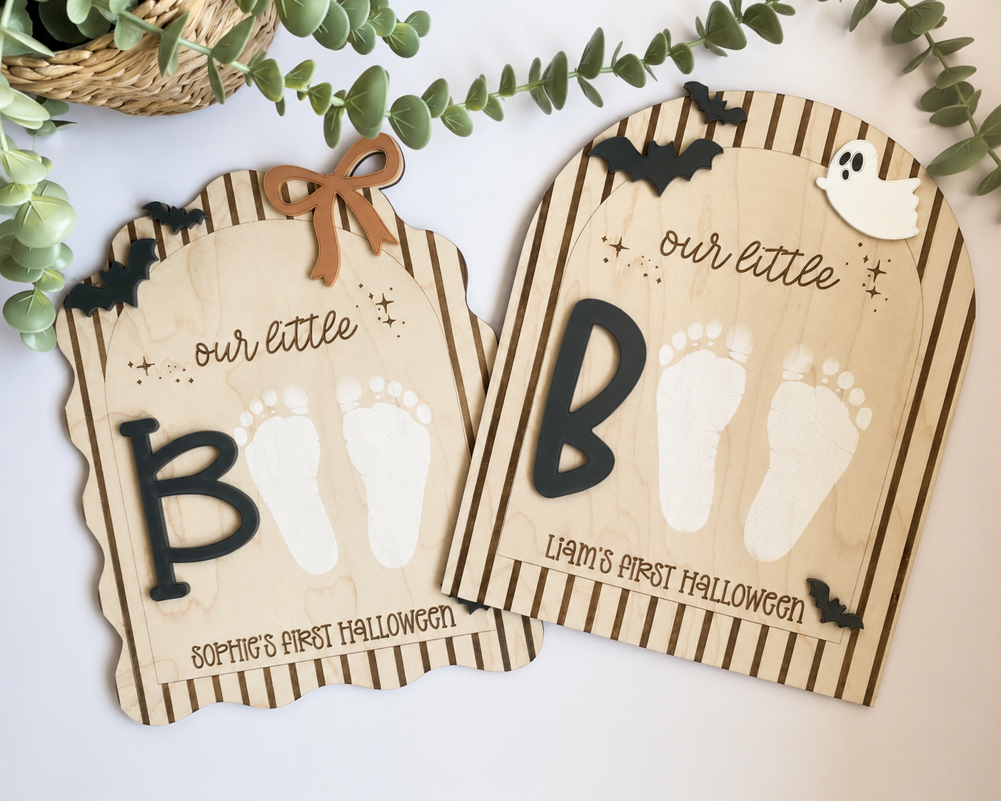 Personalized Baby Footprint Keepsake | First Halloween Wooden Sign